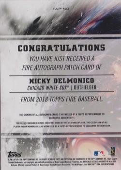 2018 Topps Fire - Fire Autograph Patch Magenta #FAP-ND Nicky Delmonico Back
