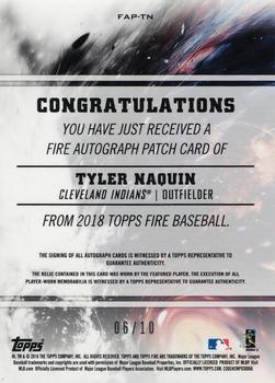 2018 Topps Fire - Fire Autograph Patch Magenta #FAP-TN Tyler Naquin Back