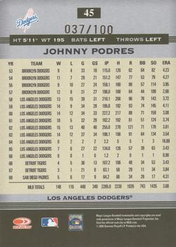 2005 Donruss Greats - Gold HoloFoil #45 Johnny Podres Back
