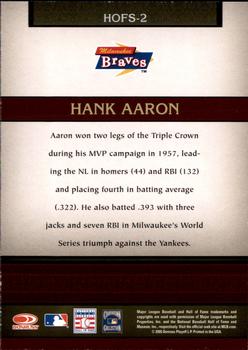2005 Donruss Greats - Hall of Fame Souvenirs #HOFS-2 Hank Aaron  Back