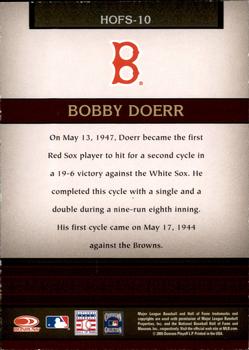 2005 Donruss Greats - Hall of Fame Souvenirs #HOFS-10 Bobby Doerr Back