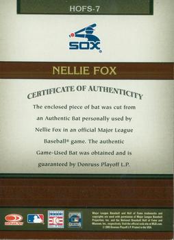 2005 Donruss Greats - Hall of Fame Souvenirs Material Bat #HOFS-7 Nellie Fox Back