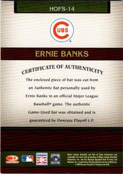 2005 Donruss Greats - Hall of Fame Souvenirs Material Bat #HOFS-14 Ernie Banks Back