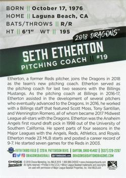 2018 Choice Dayton Dragons #NNO Seth Etherton Back