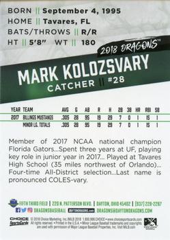 2018 Choice Dayton Dragons #NNO Mark Kolozsvary Back