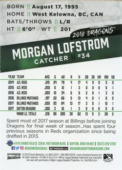 2018 Choice Dayton Dragons #NNO Morgan Lofstrom Back