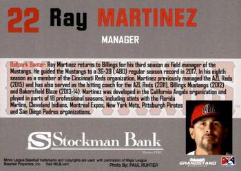 2018 Grandstand Billings Mustangs #NNO Ray Martinez Back