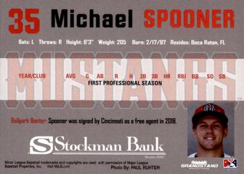 2018 Grandstand Billings Mustangs #NNO Michael Spooner Back