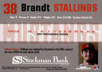 2018 Grandstand Billings Mustangs #NNO Brandt Stallings Back