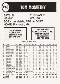 1992 Comix Richmond Braves #NNO Tom McCarthy Back