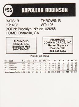 1992 Comix Richmond Braves #NNO Napoleon Robinson Back