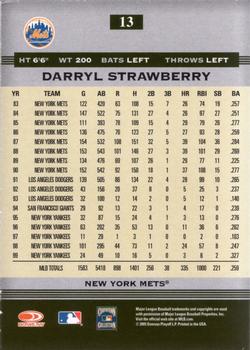 2005 Donruss Greats - Signature Platinum HoloFoil #13 Darryl Strawberry Back