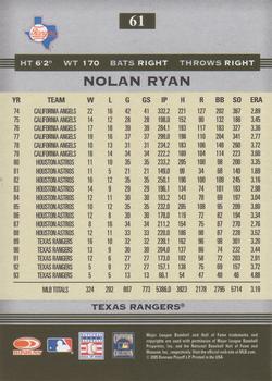 2005 Donruss Greats - Silver HoloFoil #61 Nolan Ryan Back