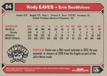 2018 Grandstand Erie SeaWolves #NNO Kody Eaves Back