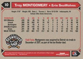 2018 Grandstand Erie SeaWolves #NNO Troy Montgomery Back