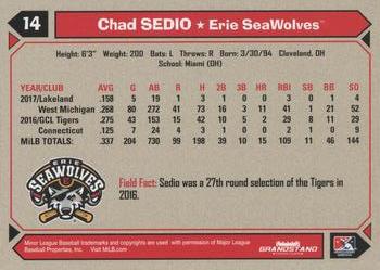 2018 Grandstand Erie SeaWolves #NNO Chad Sedio Back