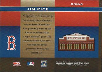 2005 Donruss Greats - Sox Nation Material #RSN-6 Jim Rice Back