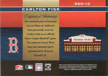 2005 Donruss Greats - Sox Nation Material #RSN-10 Carlton Fisk Back