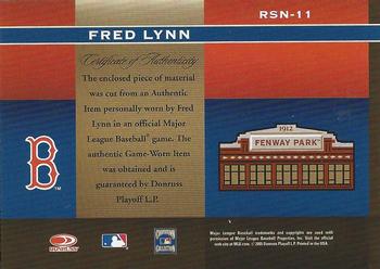 2005 Donruss Greats - Sox Nation Material #RSN-11 Fred Lynn Back