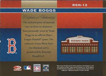 2005 Donruss Greats - Sox Nation Material #RSN-12 Wade Boggs Back