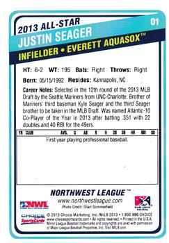 2013 Choice Northwest League All-Star Game #1 Justin Seager Back