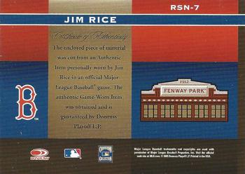 2005 Donruss Greats - Sox Nation Signature Material #RSN-7 Jim Rice Back