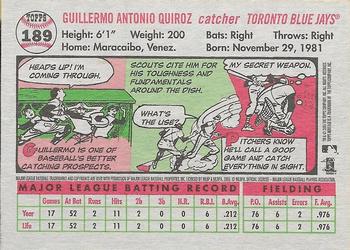 2005 Topps Heritage #189 Guillermo Quiroz Back