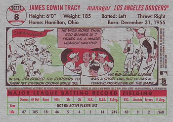 2005 Topps Heritage #8 Jim Tracy Back