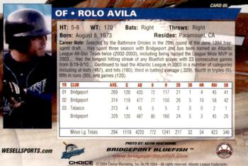 2004 Choice Bridgeport Bluefish #05 Rolo Avila Back