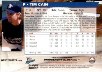 2004 Choice Bridgeport Bluefish #08 Tim Cain Back