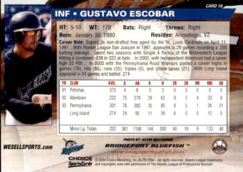 2004 Choice Bridgeport Bluefish #10 Gustavo Escobar Back