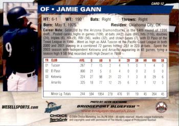 2004 Choice Bridgeport Bluefish #12 Jamie Gann Back