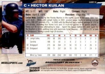 2004 Choice Bridgeport Bluefish #15 Hector Kuilan Back