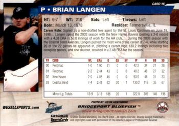 2004 Choice Bridgeport Bluefish #16 Brian Langen Back