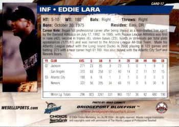 2004 Choice Bridgeport Bluefish #17 Eddie Lara Back