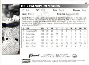 2004 Choice Newark Bears #1 Danny Clyburn Back
