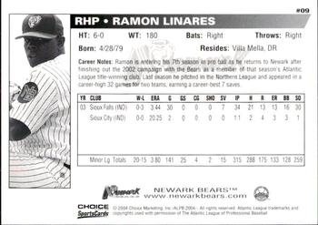 2004 Choice Newark Bears #9 Ramon Linares Back