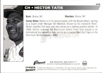 2004 Choice Newark Bears #29 Hector Tatis Back