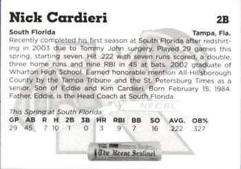 2004 Keene Swamp Bats #8 Nick Cardieri Back