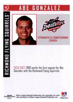 2010 Grandstand Richmond Flying Squirrels #NNO Abe Gonzalez Back