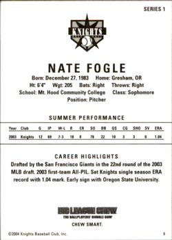 2004 Aloha Knights Series 1 #6 Nate Fogle Back