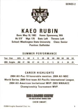 2004 Aloha Knights Series 2 #8 Kaeo Rubin Back