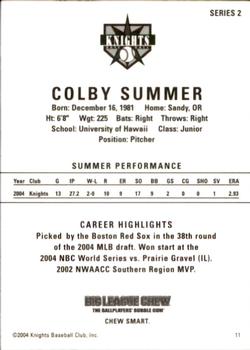 2004 Aloha Knights Series 2 #11 Colby Summer Back