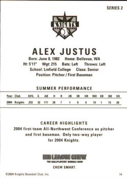 2004 Aloha Knights Series 2 #14 Alex Justus Back