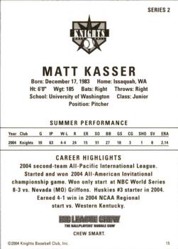 2004 Aloha Knights Series 2 #15 Matt Kasser Back