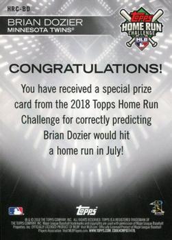 2018 Topps - Home Run Challenge Winners July (Red) #HRC-BD Brian Dozier Back