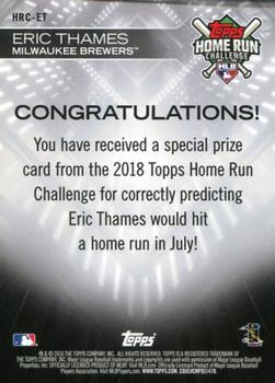 2018 Topps - Home Run Challenge Winners July (Red) #HRC-ET Eric Thames Back