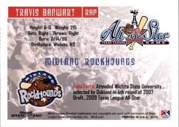 2010 Grandstand Texas League All-Stars South Division #3 Travis Banwart Back