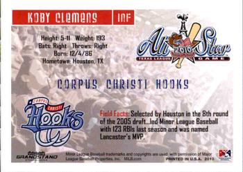 2010 Grandstand Texas League All-Stars South Division #9 Koby Clemens Back