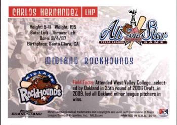 2010 Grandstand Texas League All-Stars South Division #13 Carlos Hernandez Back